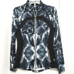 IcyZone Black White Lightning Zip Up Jacket